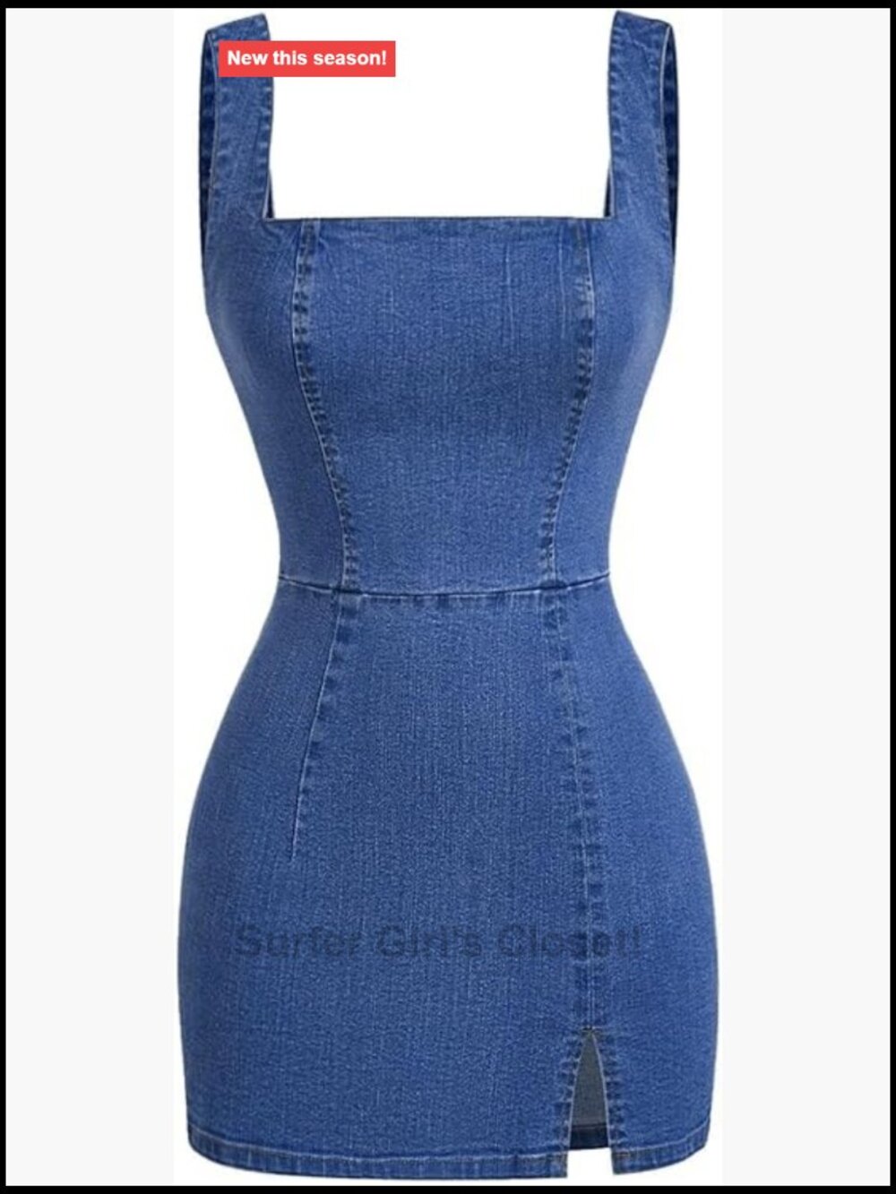 Women's Sleeveless Mini Denim Dress Slit Asymmetrical Hem Bodycon Tank Dress